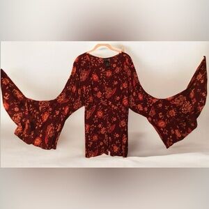 Vintage Button Front Tie Back V-neck Bell Sleeve Tunic Venezia Jeans